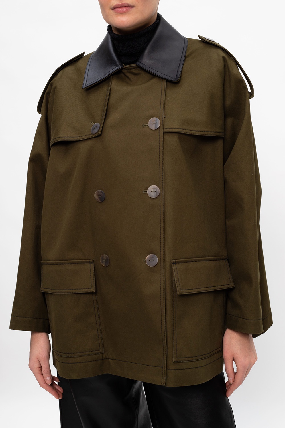 Loewe Leather-trimmed coat